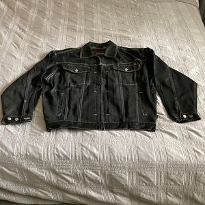 Men’s Fubu Jeans black denim zipper jacket size L in excellent condition